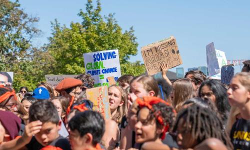 People at a Boston climate protest