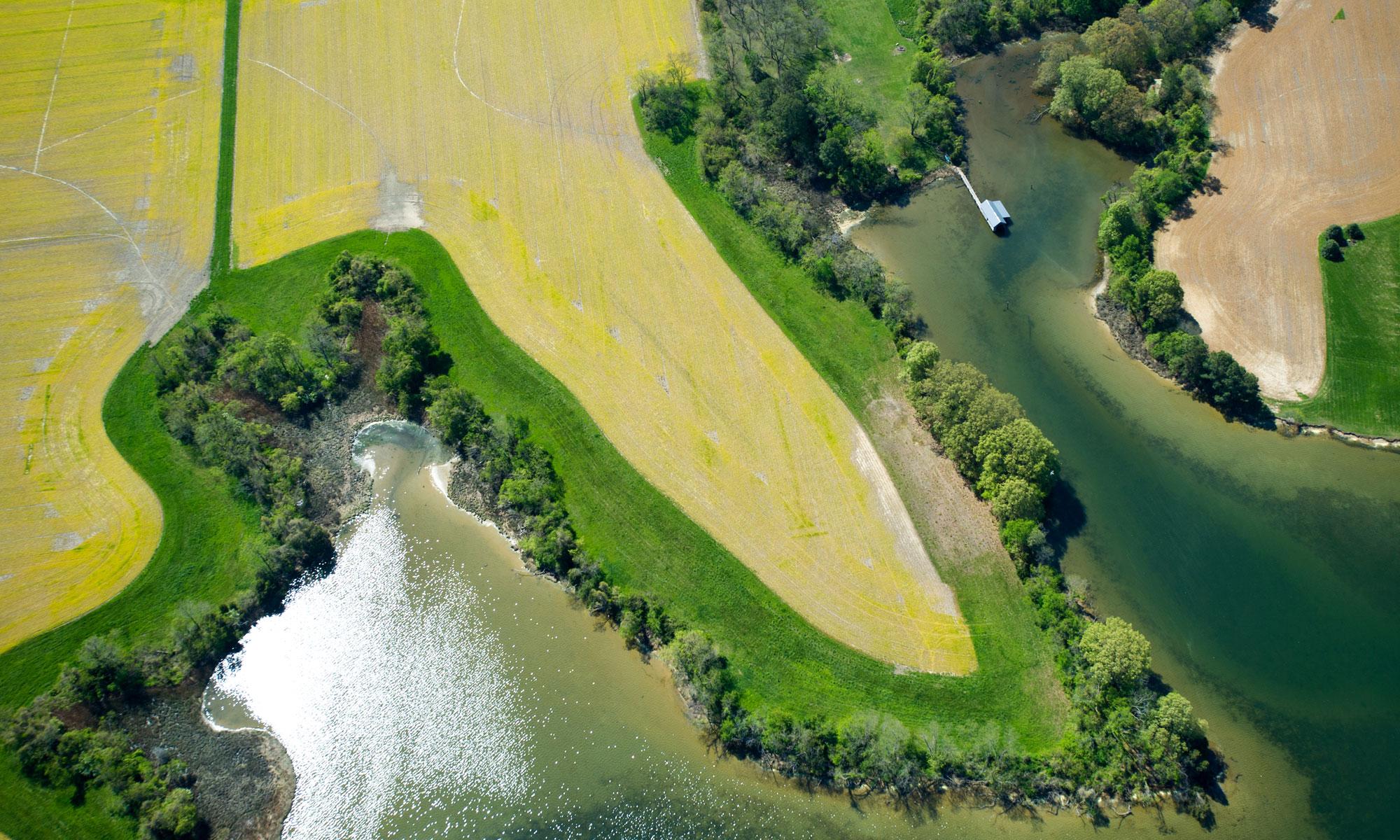 Aerial view of farm landscape in Maryland