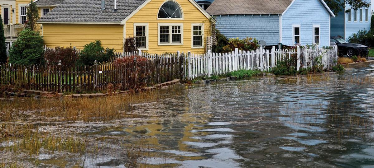 Flooded neighborhood in Portsmouth, New Hampshire