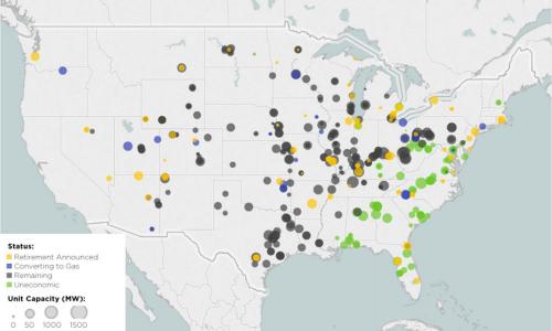 Chart showing operating status of US coal plants