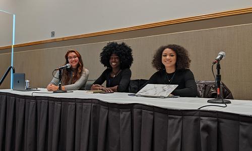 Three panelists lined up at SACNAS.