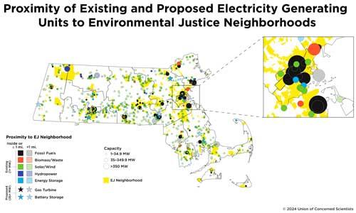 Proximity of power stations to EJ neighborhoods.