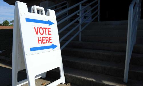 a voting sign