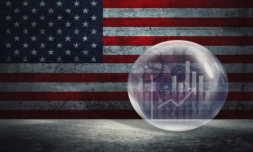 data bubble in front of US flag