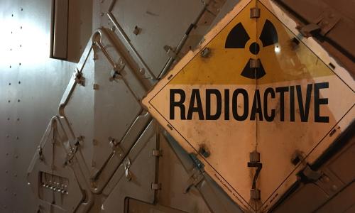 A sign that reads "radioactive."